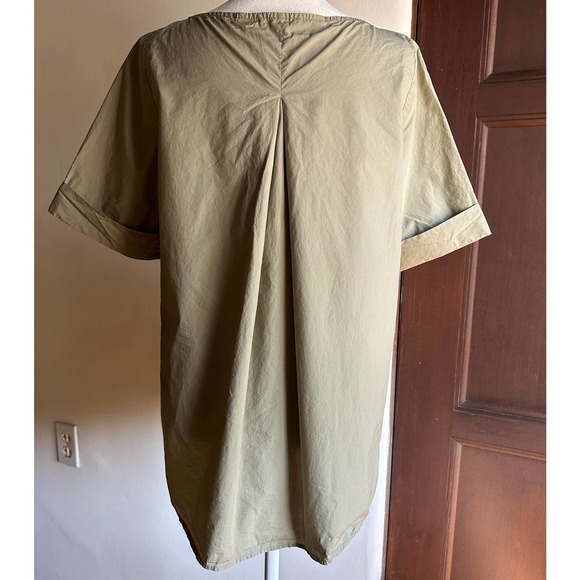 Cos Crisp cotton Short Sleeve Pleat Black top - Khaki - Size 2 - Picture 3 of 5